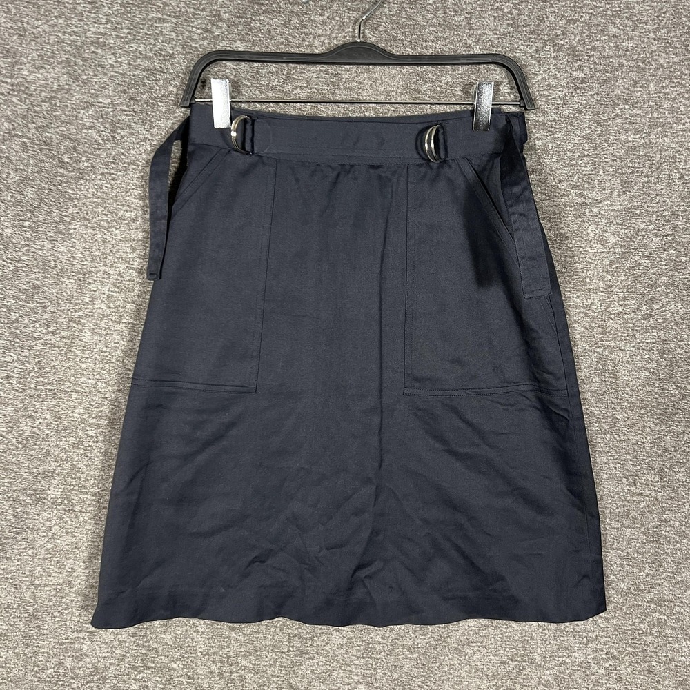 VTG Bergdorf Goodman Skirt Sz 10 Blue A-Line Buckle Knee Length 90s Michael KORS